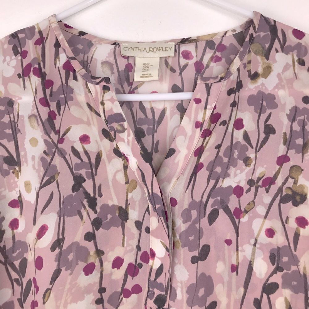 Cynthia Rowley Lavender Floral Blouse - Picture 2 of 10